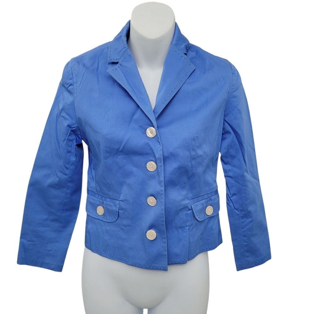 2/$20 Y2K Togo Blue With White Buttons Blazer Jacket Size: 4